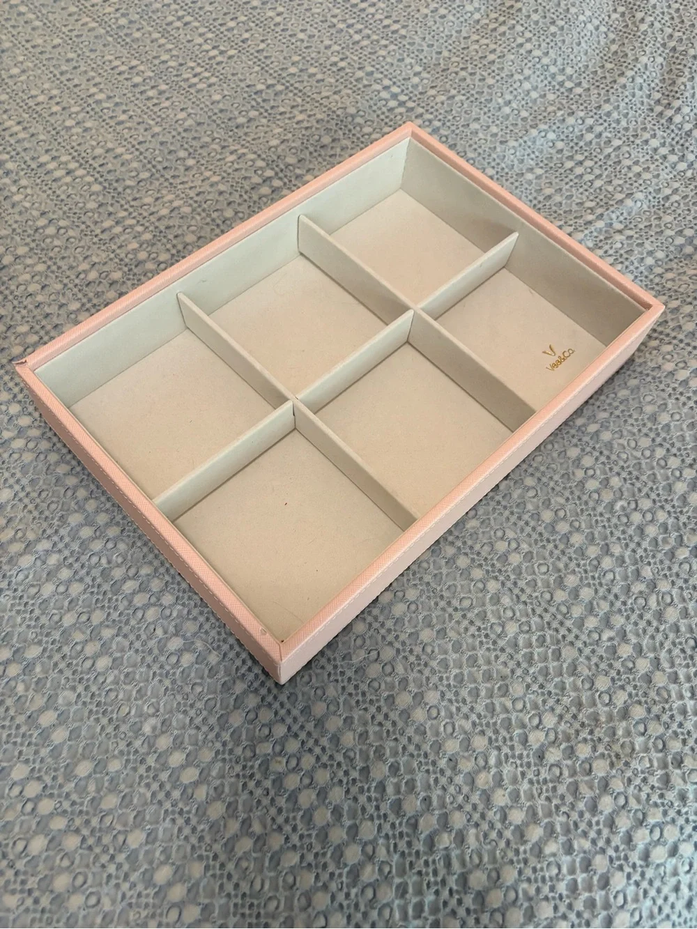 Vee & Co. Stackable Pink Jewelry Tray with Six Compartments